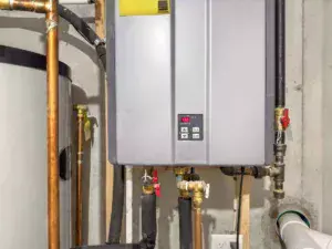 An image of a tankless water heater services project finished by Home Choice Plumbing.